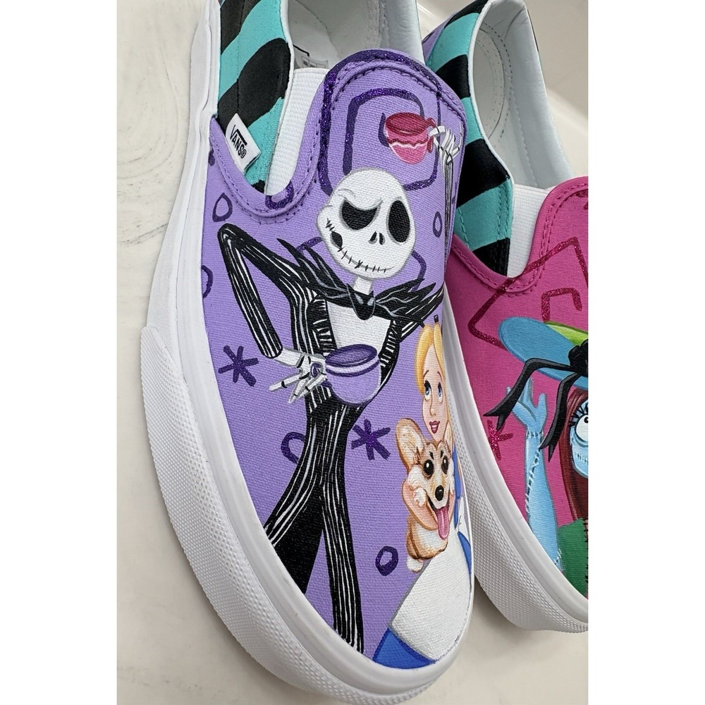 Nightmare Before Christmas Alice In Wonderland Vans Womens 9 Men's 7.5 Custom - Picture 3 of 10